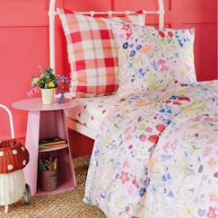 Linge de maison et décoration-Parure de lit imprimée 100% coton - WEE BLUE BELL JARDIN SECRET - Rose - Floral - Naturelle