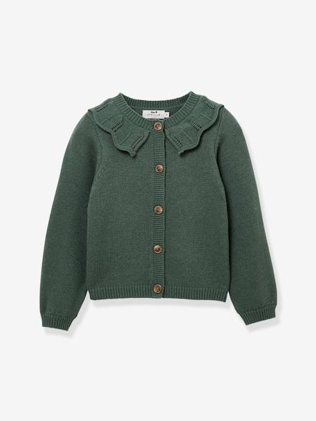 Fille-Pull, gilet, sweat-Cardigan à col en maille CYRILLUS