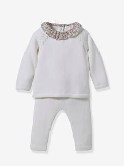 -Ensembleen tricot bébé col en tissu liberty CYRILLUS