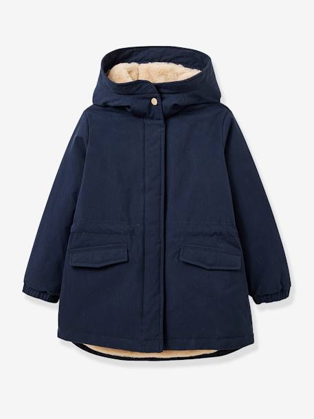 Fille-Manteau-Parka fille doublée imitation fourrure
