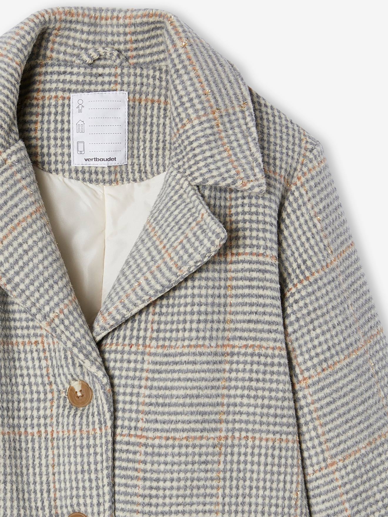 Manteau-robe à Carreaux En Laine Pour Enfant - Gap Taille 10-11 Ans - Noir - Comme Neuf