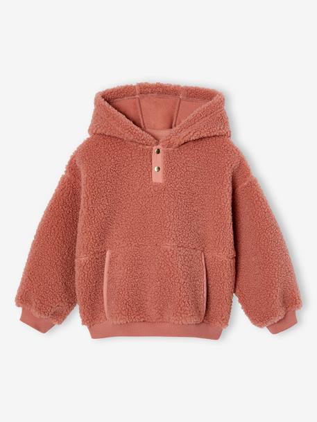 Fille-Pull, gilet, sweat-Sweat à capuche en sherpa fille