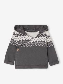 -Cardigan à capuche en maille jacquard bébé