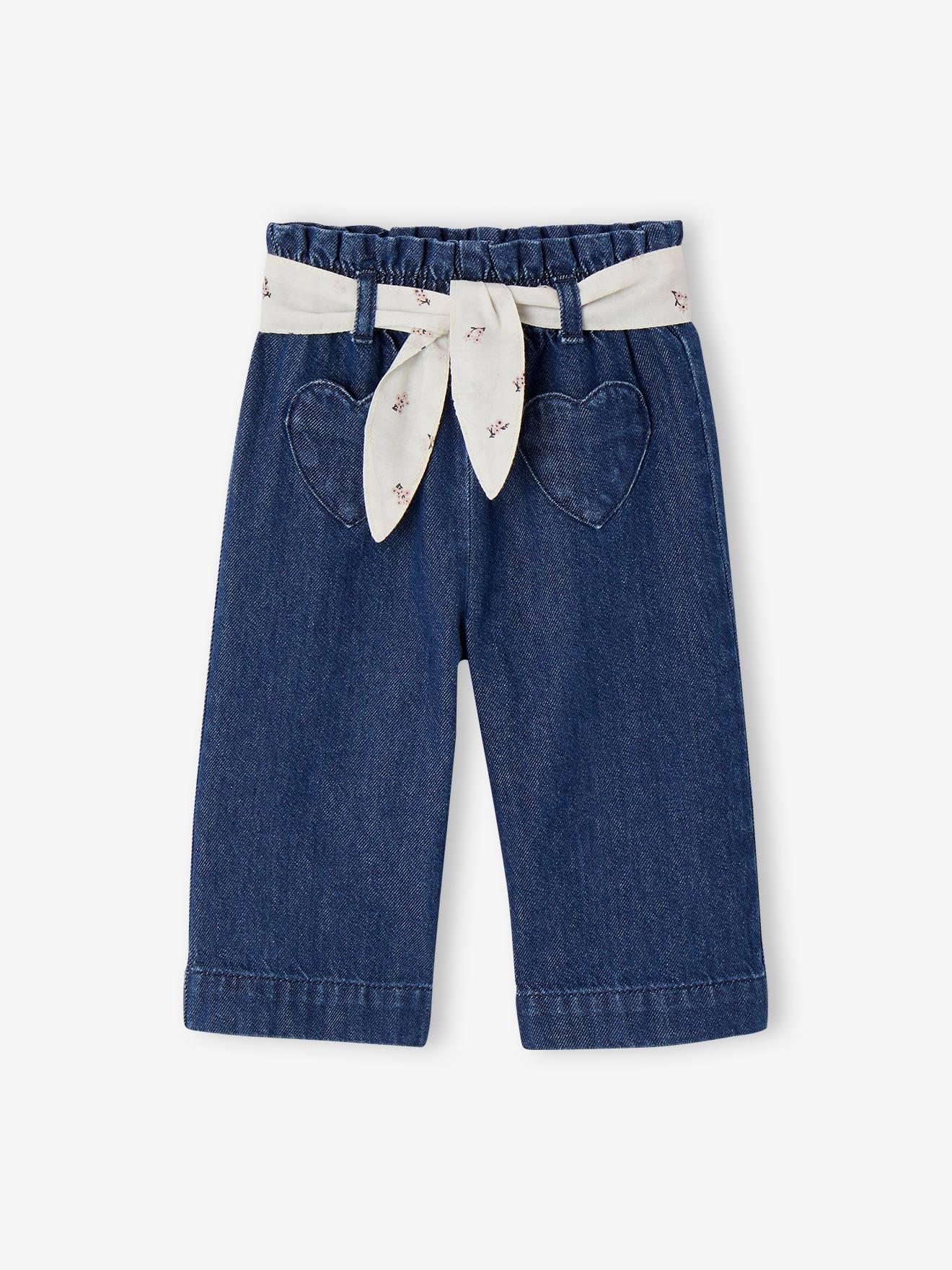 Jean large bébé avec ceinture à nouer denim brut