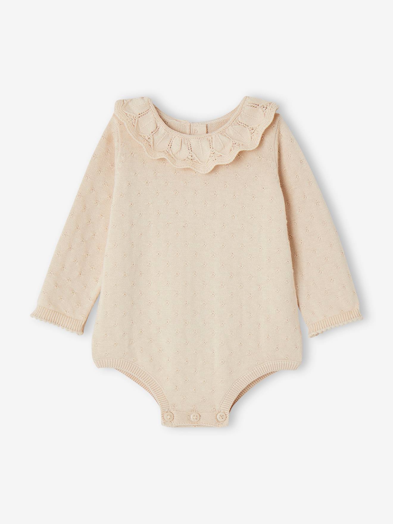 Barboteuse tricot naissance écru