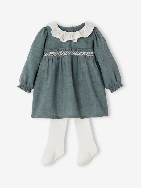 Bébé-Ensemble-Ensemble de Noël bébé robe à collerette + collant