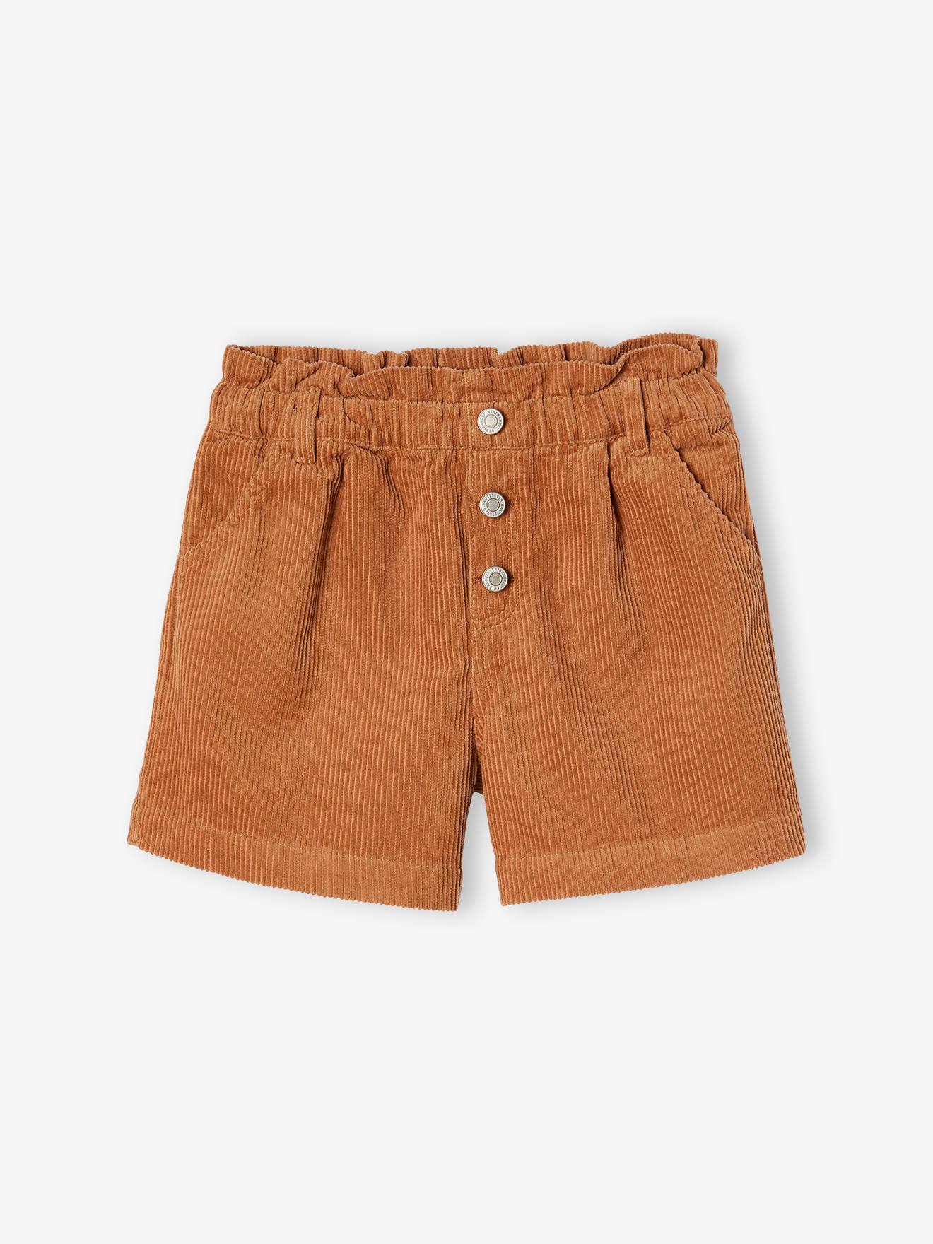 Short en velours forme paperbag fille cannelle