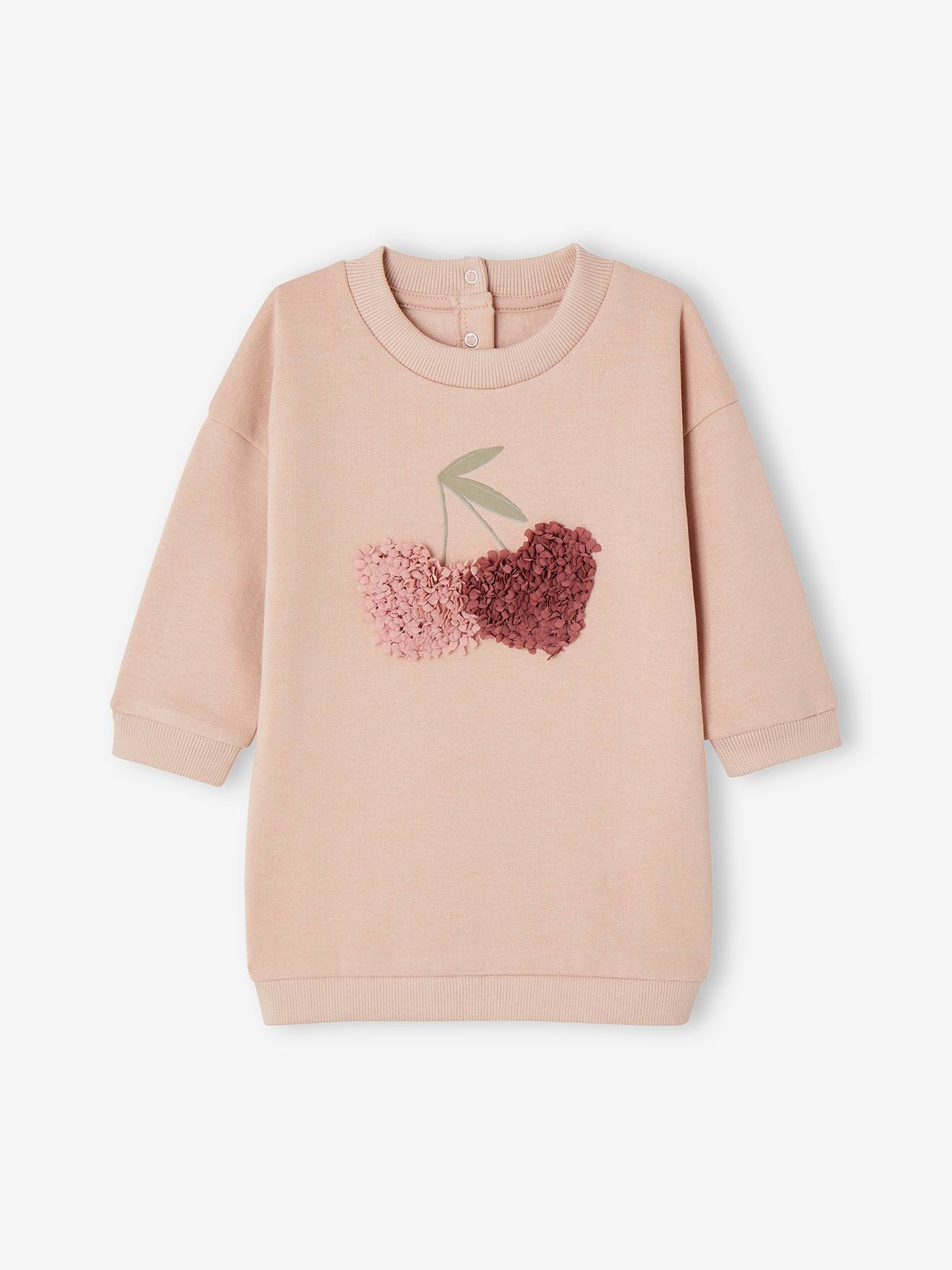 Robe en molleton motif love en bouclettes bébé rose poudré