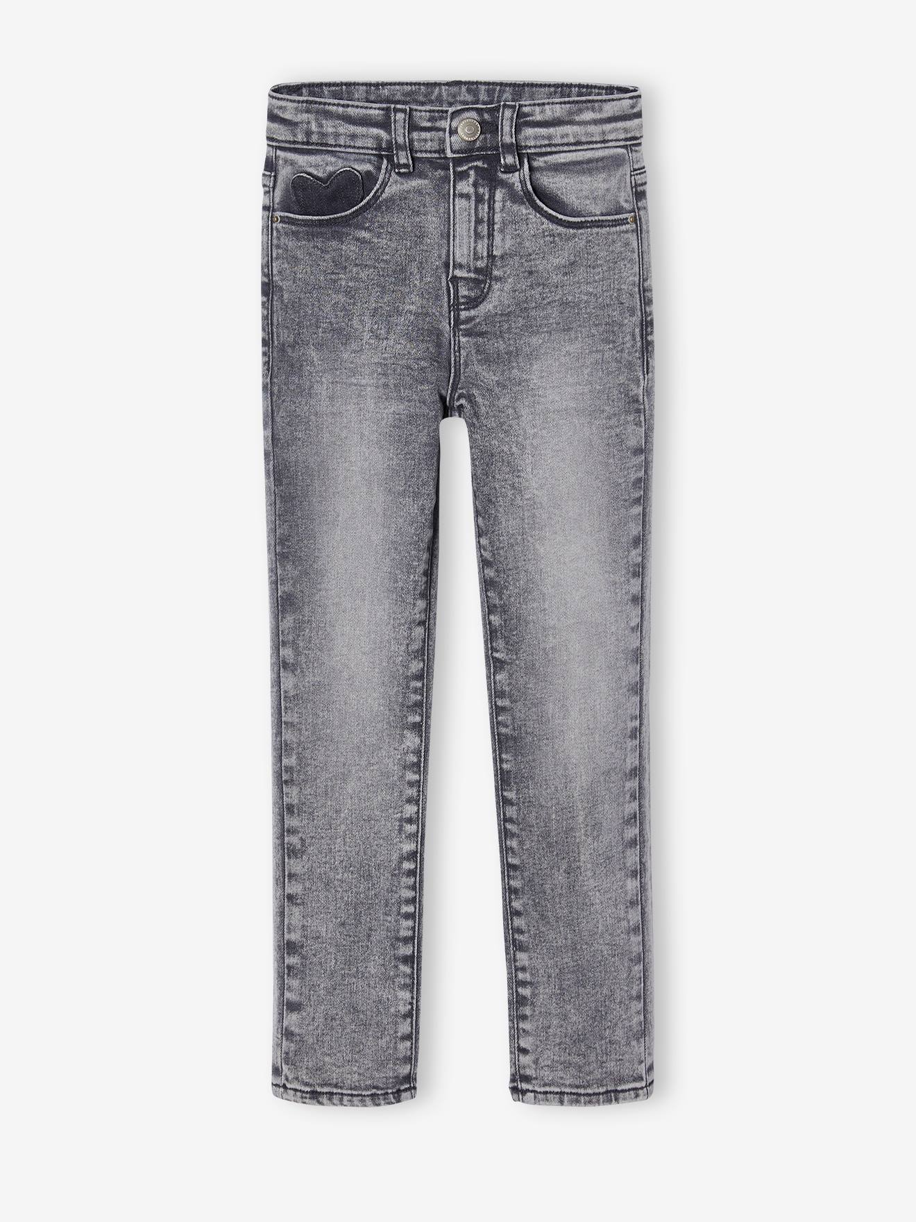 Jean slim fille morpho fin denim gris