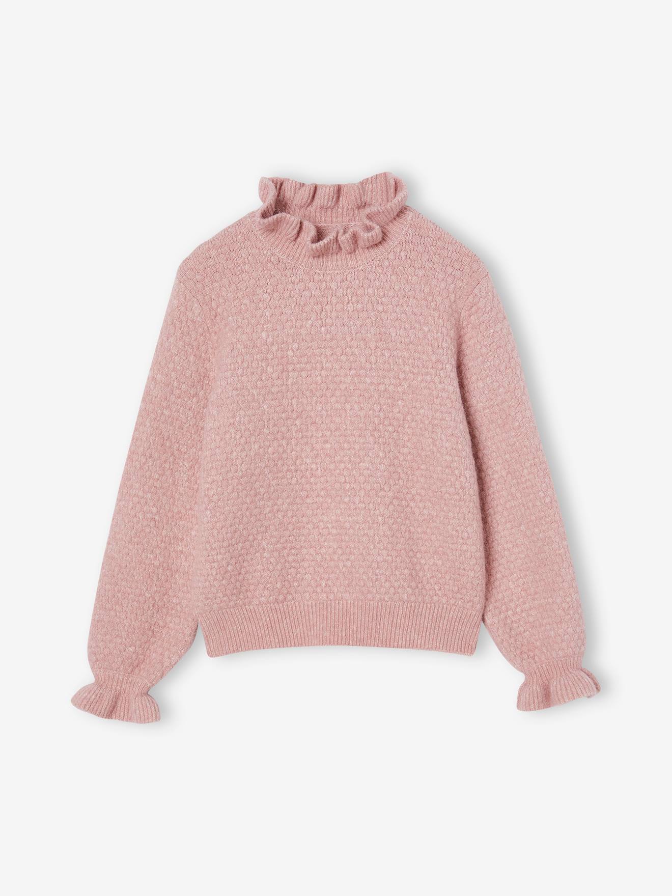 Pull à collerette fille mauve