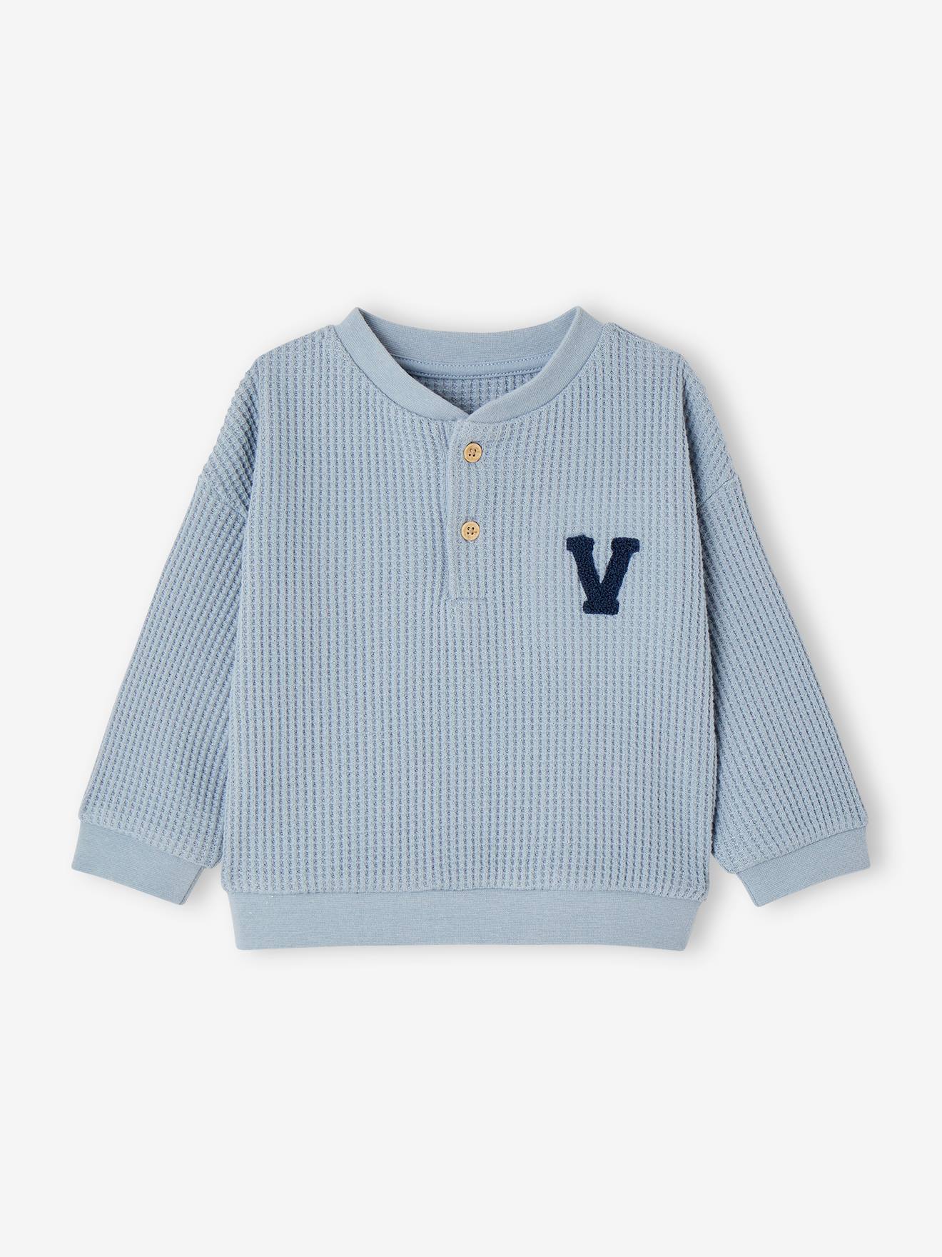 Sweat-shirt nid d'abeille bébé garçon bleu glacier