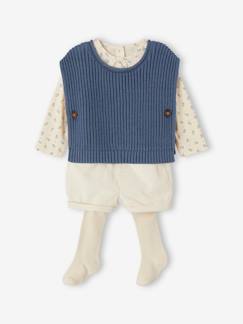 -Ensemble 4 pièces bébé : T-shirt + short + pull + collant