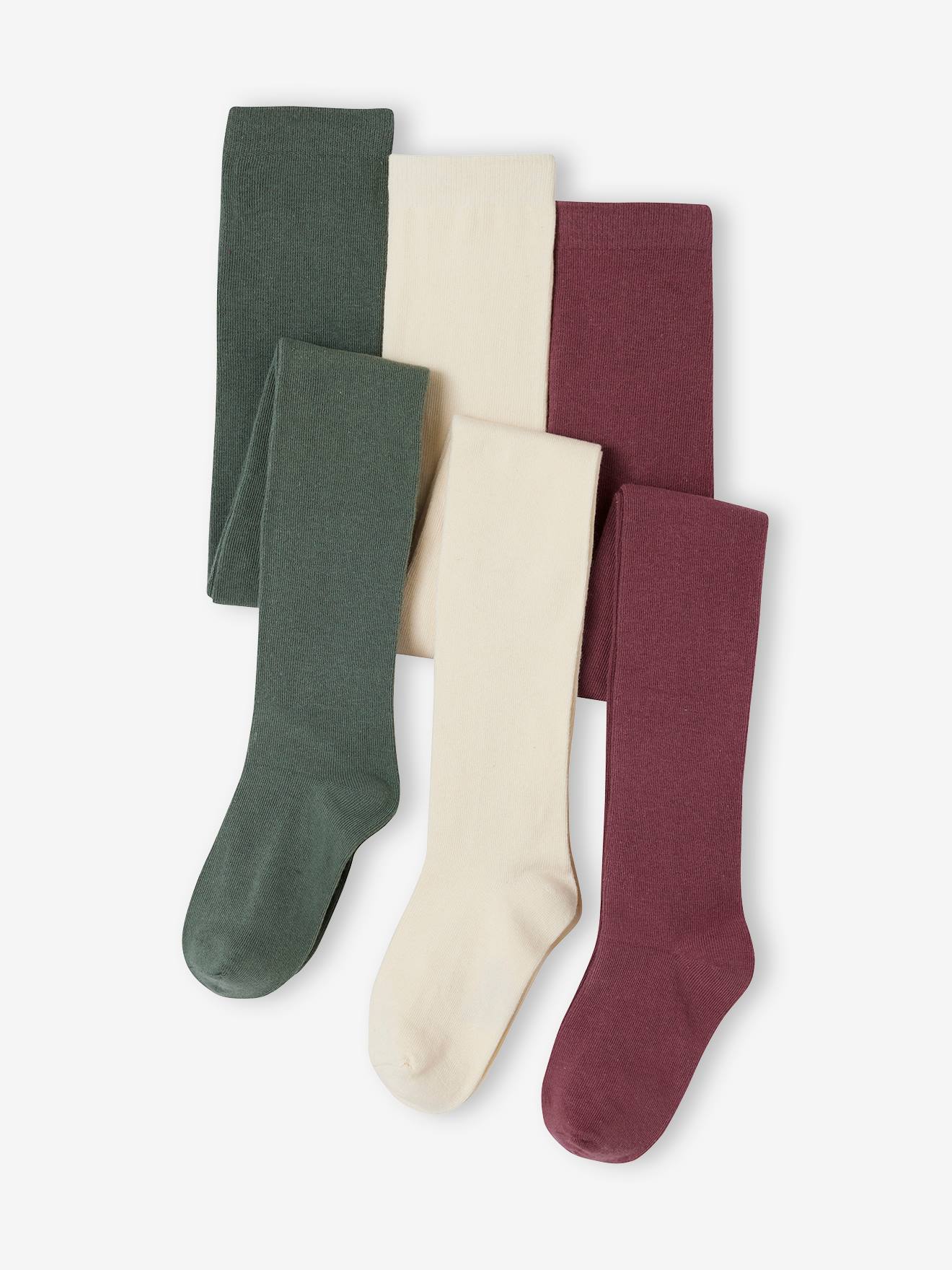 Lot de 3 paires de collants fille écru