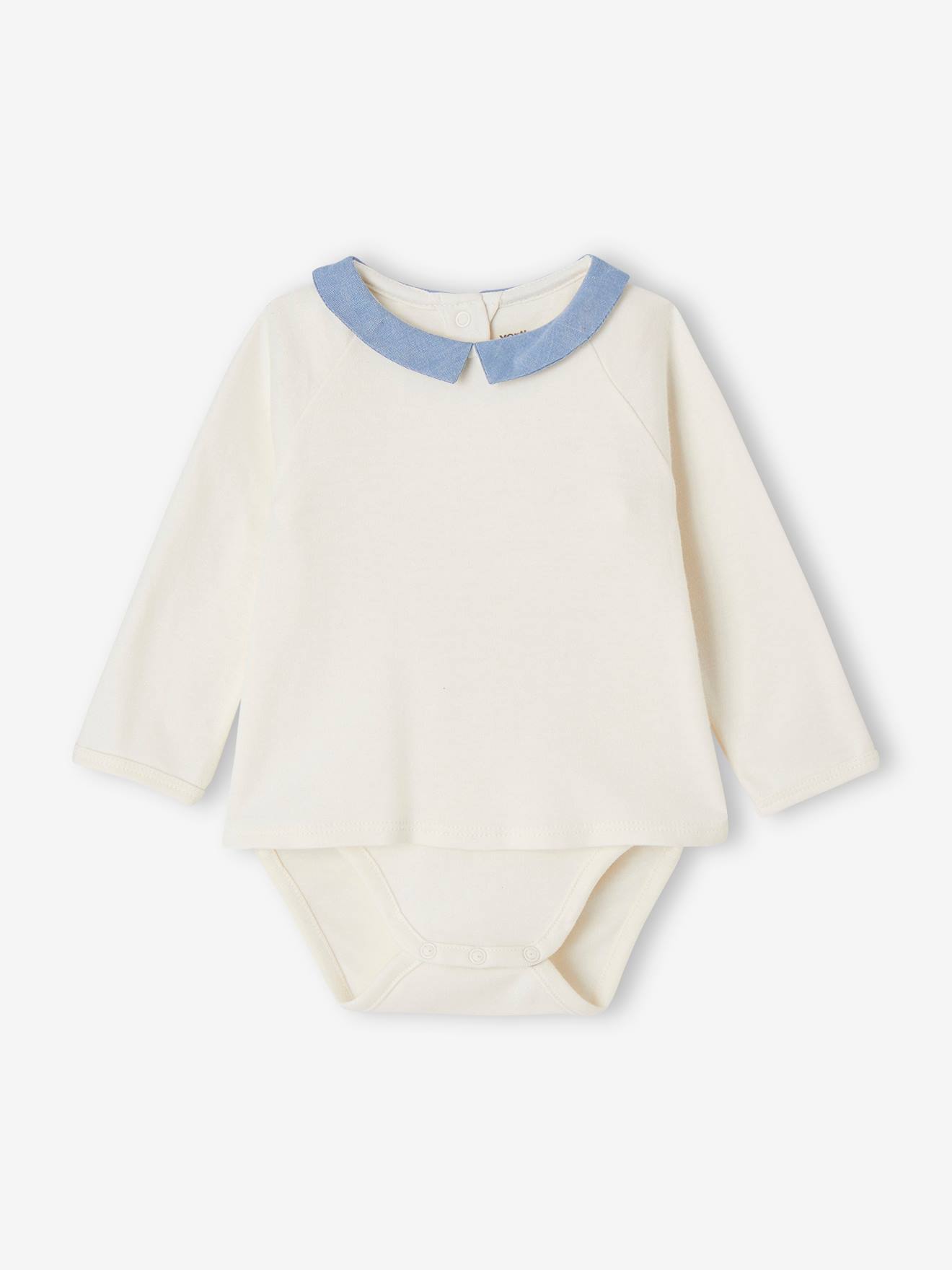 T-shirt body col fantaisie bébé personnalisable écru