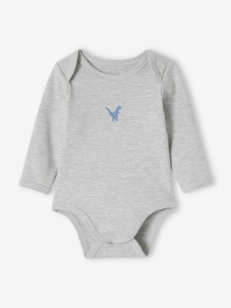 Lot 5 bodies manches longues bébé ouverture US en coton bio bleu 4 - vertbaudet enfant 