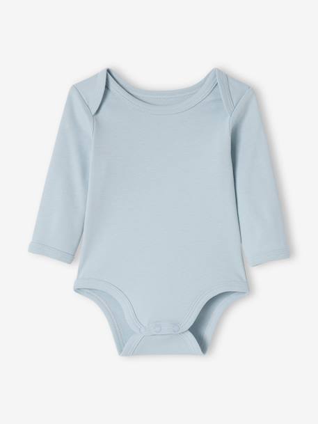 Lot 5 bodies manches longues bébé ouverture US en coton bio bleu 5 - vertbaudet enfant 
