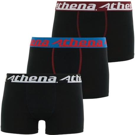 Garçon-Boxers garçon ATHENA - Trio Choc Rouge - Lot de 3 - Coton stretch doublé devant