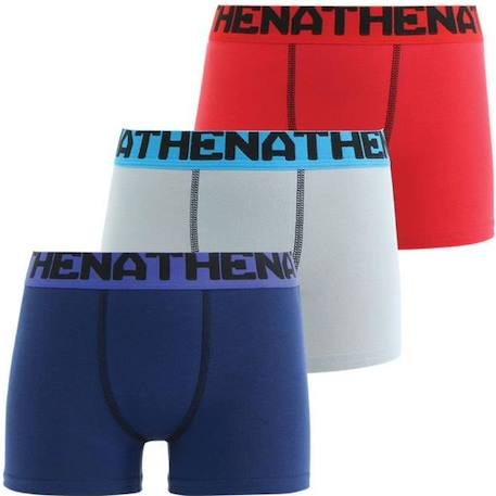 Garçon-Boxers garçon ATHENA - Trio Choc Rouge - Lot de 3 - Coton stretch doublé devant