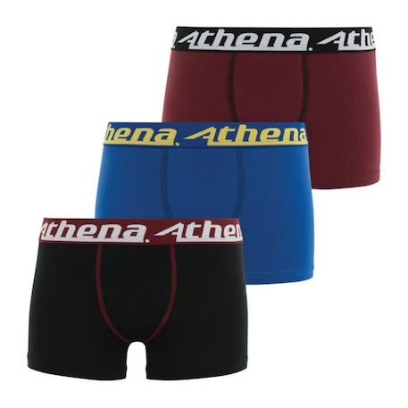 Garçon-Boxers garçon ATHENA - Trio Choc Rouge - Lot de 3 - Coton stretch doublé devant