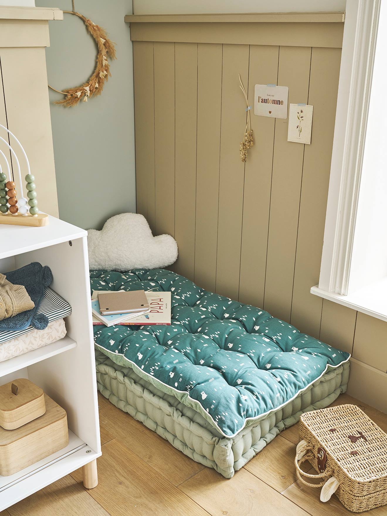Matelas de sol bi-matière HYGGE vert imprimé