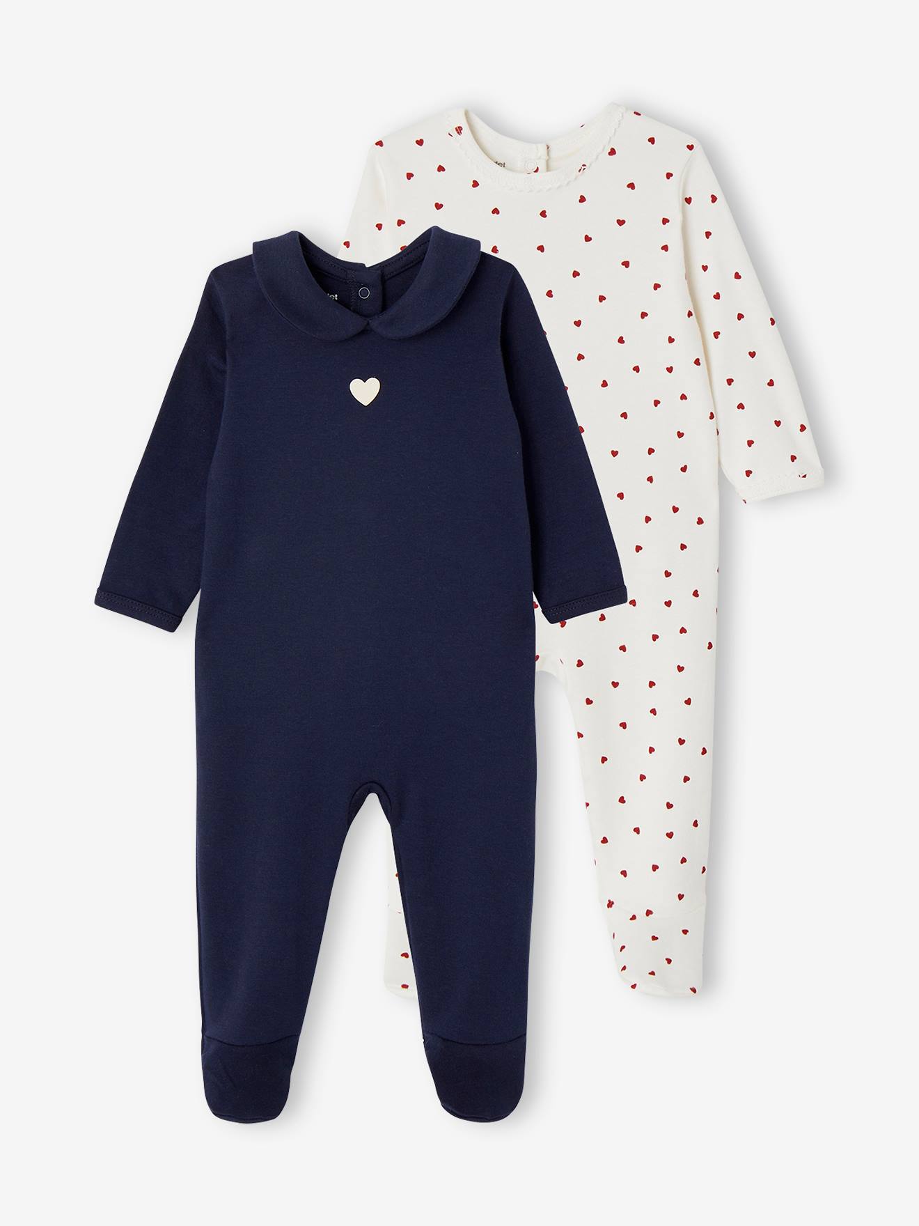 Lot de 2 pyjamas bb fille coeurs bb naissance lot marine 14 €