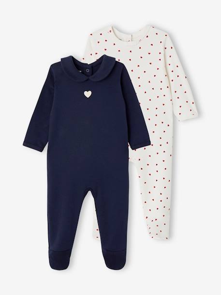 Bébé-Lot de 2 pyjamas bébé fille "coeurs" bébé naissance