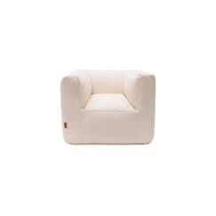 -Fauteuil Pouf Enfant Blanc Twill Natural