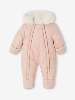 Bébé-Manteau, combipilote, nid d'ange-Combi-pilote imprimée coeurs bébé doublée fausse fourrure