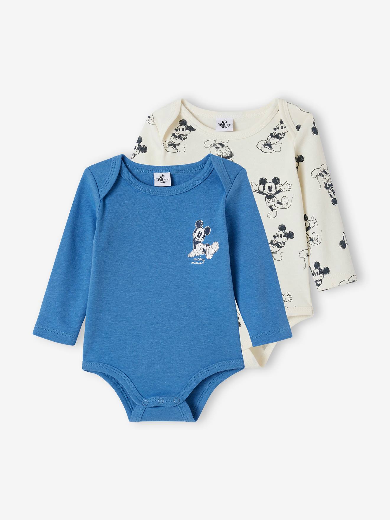 Lot de 2 bodies bébé Disney Mickey bleu chambray