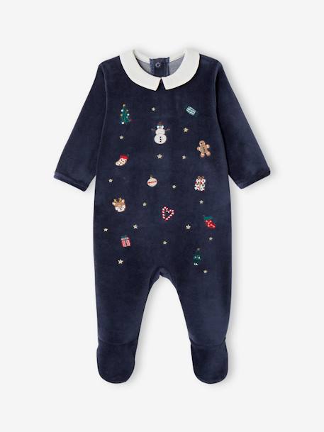 Bébé-Pyjama Noël bébé garçon en velours brodé