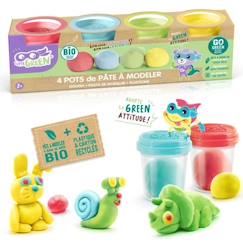 Jouet-Kit de 4 pots de pâte à modeler bio - CANAL TOYS Super Green - Sans gluten - 240g