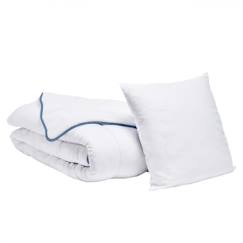 Chambre et rangement-Pack 2 personnes BLEU CALIN - Couette tempérée 220x240cm - 2 Oreillers 60x60cm - HYGIAFILL - Blanc