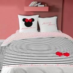 -Parure de lit imprimée - DISNEY MINNIE STRIPES - 240x220 cm - 100% coton - Réversible