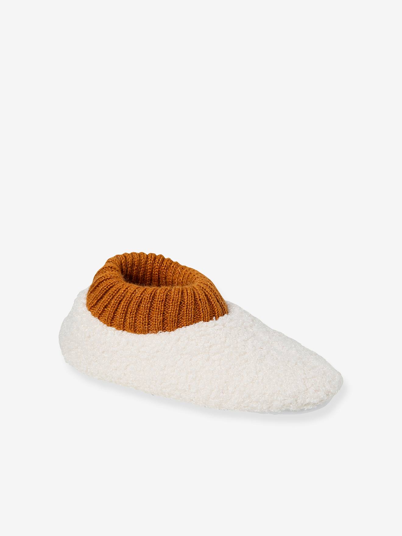 Chaussons en sherpa fille écru