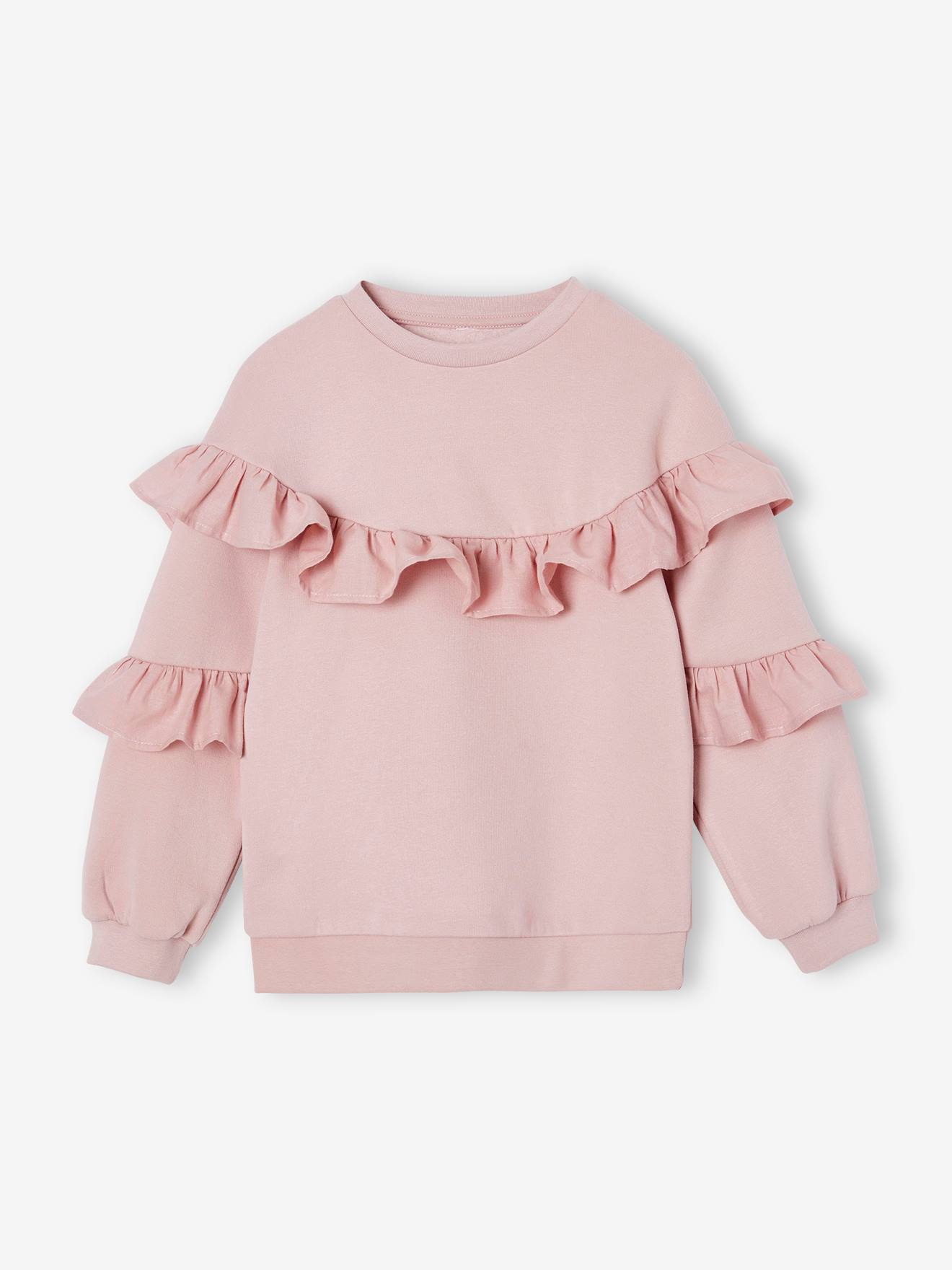 Sweat à volants fille mauve