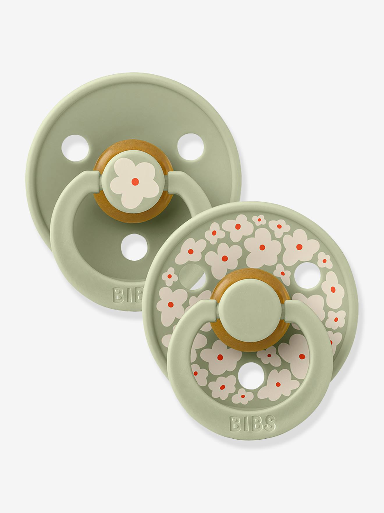 Lot de 2 sucettes-tétines Colour taille 1 vert sauge (Bibs) - Image 1