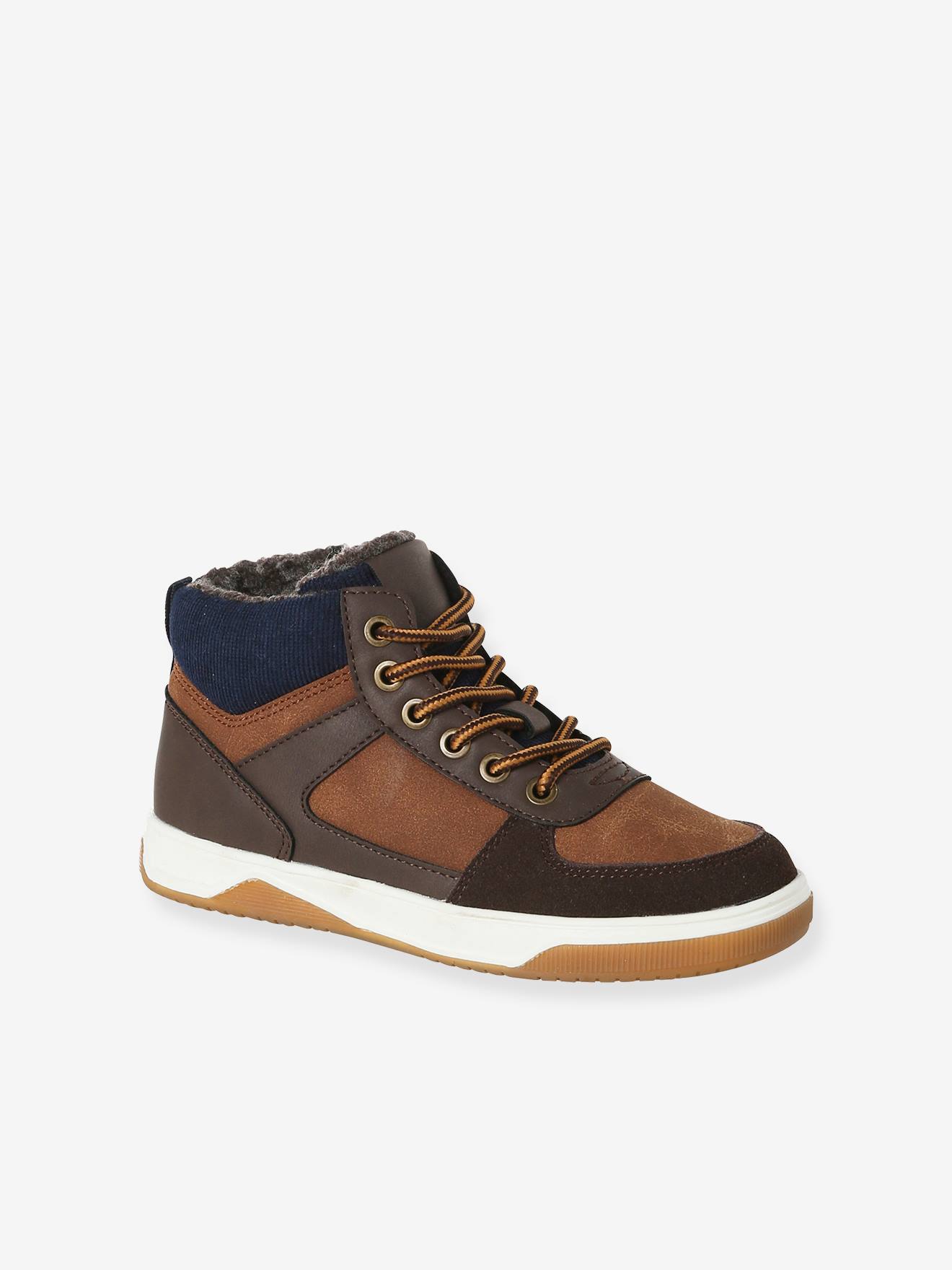 Baskets enfant garon synthtiques montantes lastiques et zippes marron 43 €