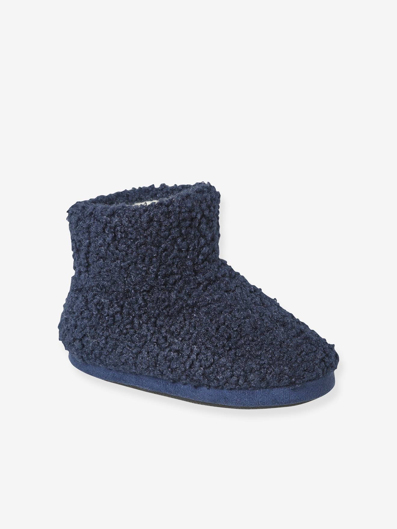 Chaussons montants fourrés enfant marine