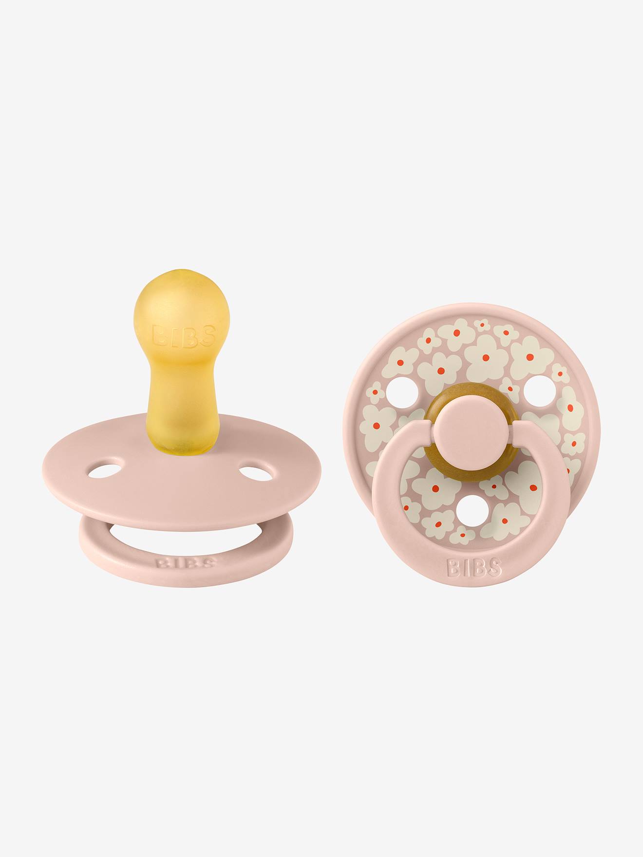 Lot de 2 sucettes-tétines BIBS Studio fleur, taille 2 de 6 à 18 mois blush