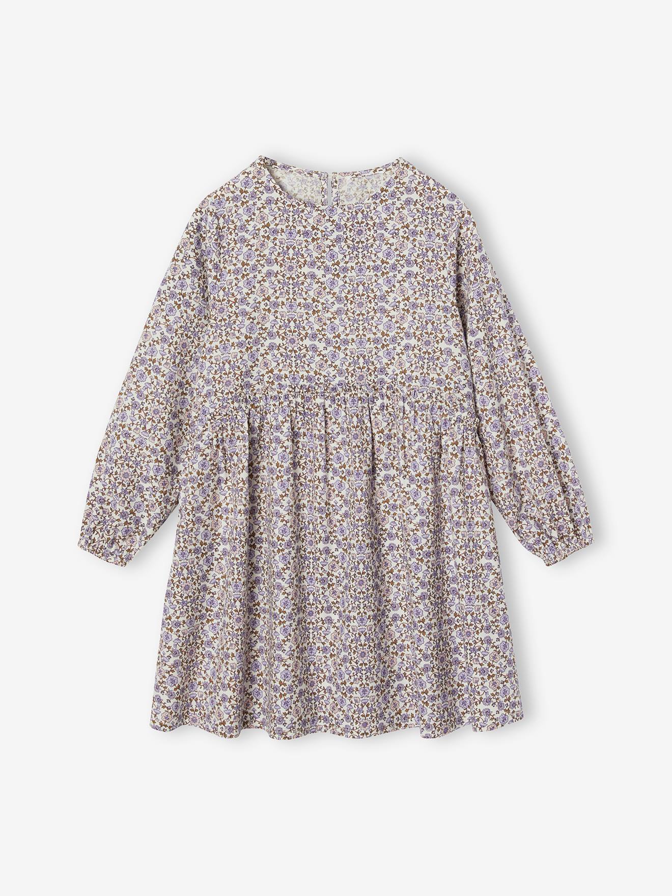 Robe à fleurs fille écru