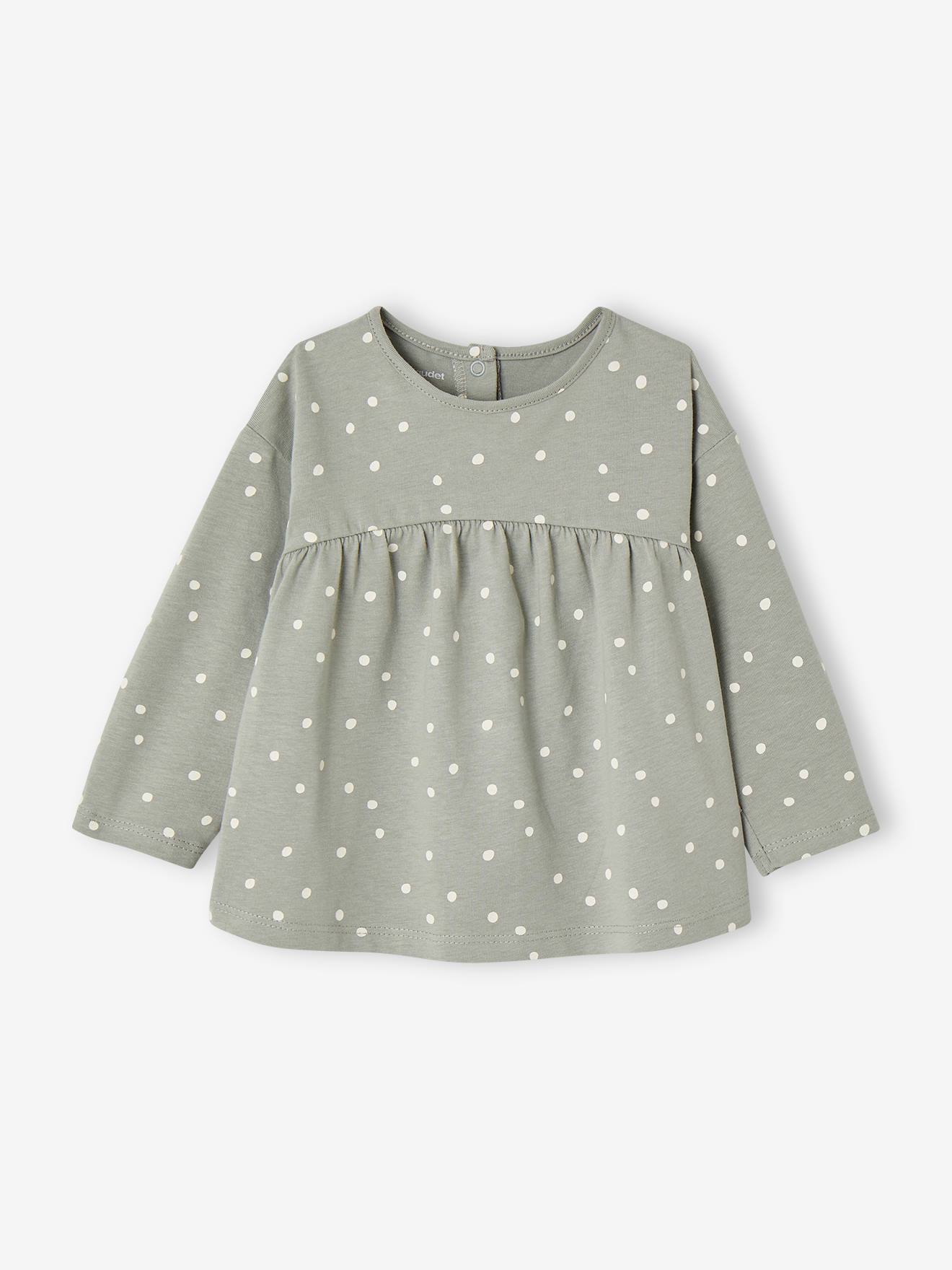 T-shirt imprimé manches longues bébé bio personnalisable vert sauge