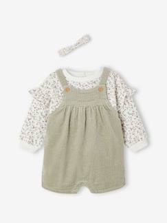 -Ensemble sweat + salopette + bandeau bébé