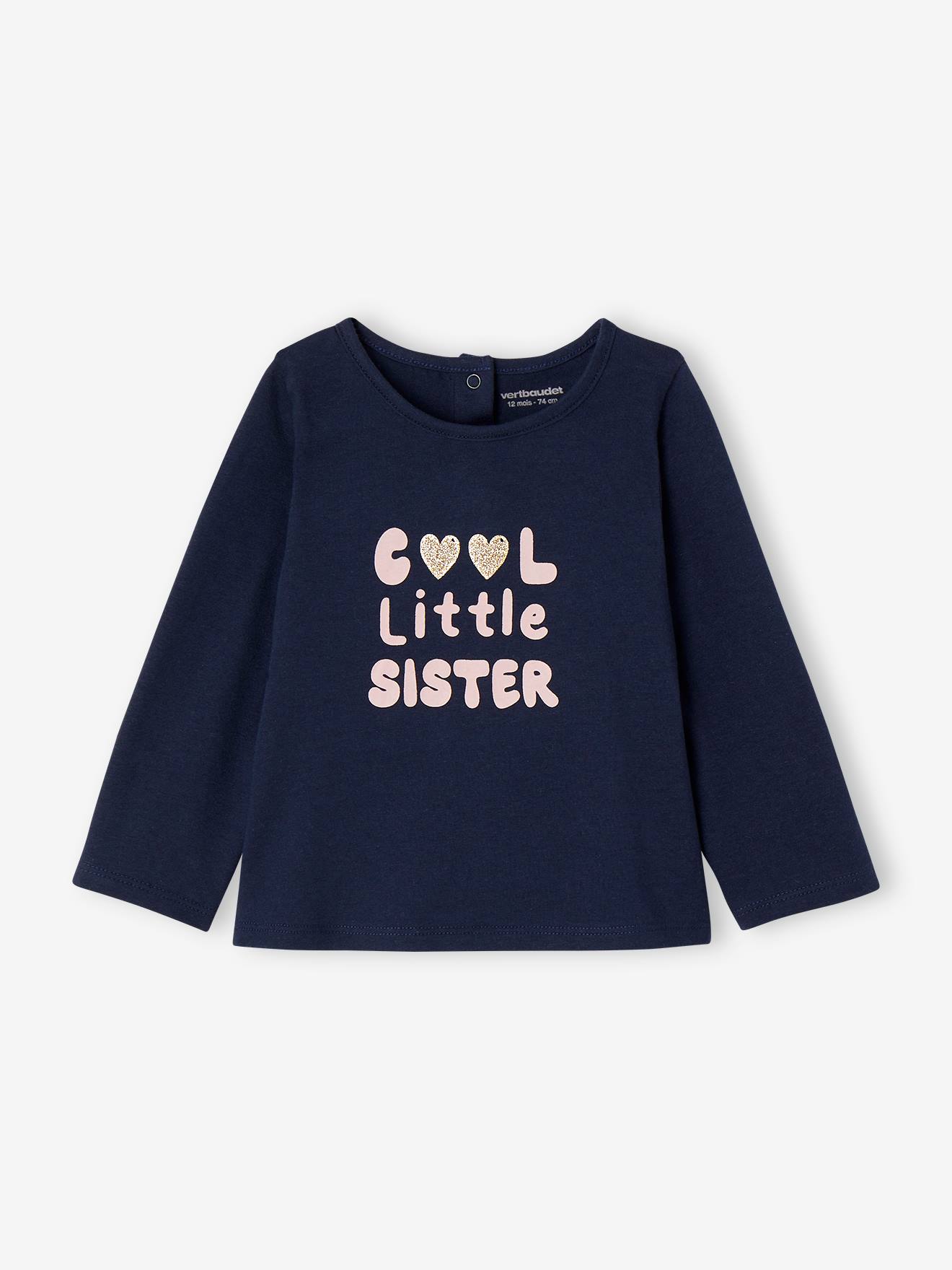 T-shirt cool little sister Basics bébé marine