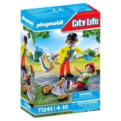 Jouet-PLAYMOBIL - 71245 - Secouriste avec blessé City life - Blanc - Mixte - Enfant - Intérieur