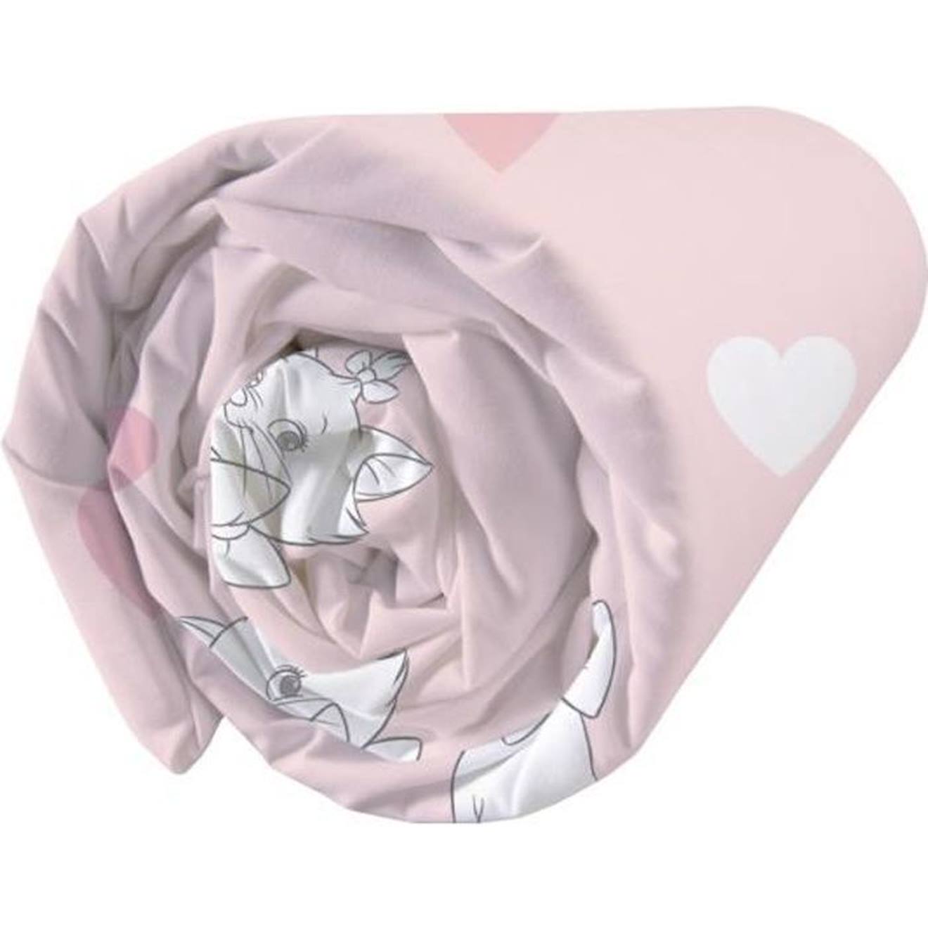 Disney - Drap-housse Imprimé 100% Coton - Disney Les Aristochats Love - Taille 90x190 Cm Rose