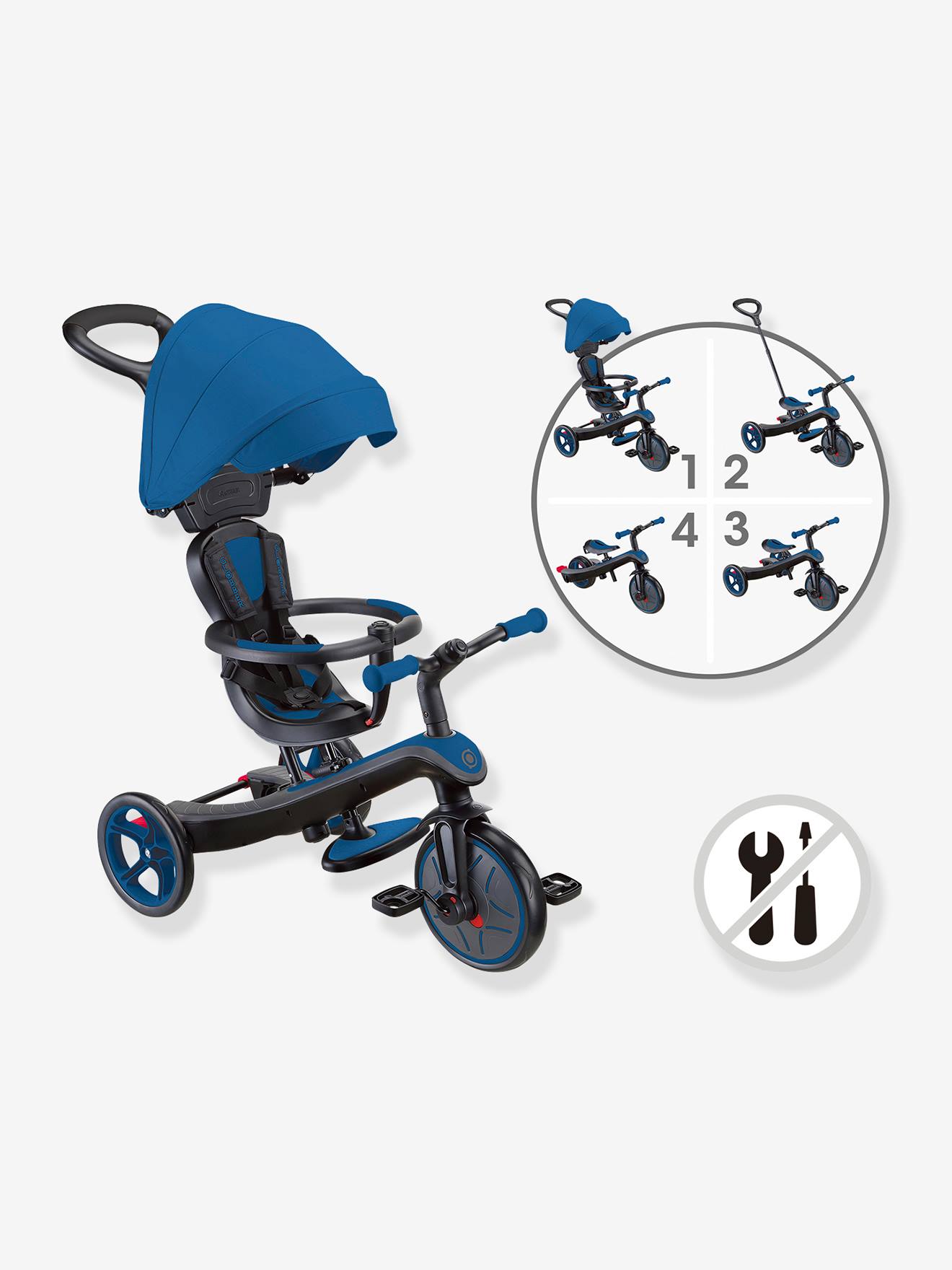 Tricycle Explorer 4 en 1 évolutif draisienne bleu
