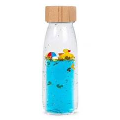 -Bouteille sensorielle - PETIT BOUM - Move Ducky - Caneton flottant - Bulles et jouets flottants - Bleu et Jaune