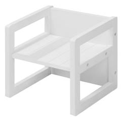 Chambre et rangement-ROBA Tabouret d'Enfant - Style Maison de Campagne - Chaise Réversible à 3 Hauteurs d'Assise - Bois Blanc