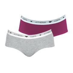 -Boxers ATHENA Coton Ultra Doux Mûre-Gris chiné - Lot de 2 - Fille