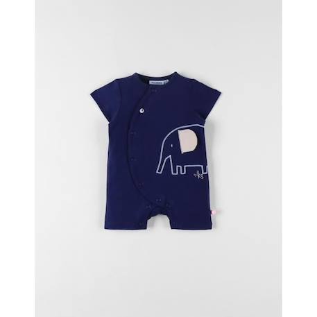 Bébé-Salopette, combinaison-Combishort éléphant en jersey indigo